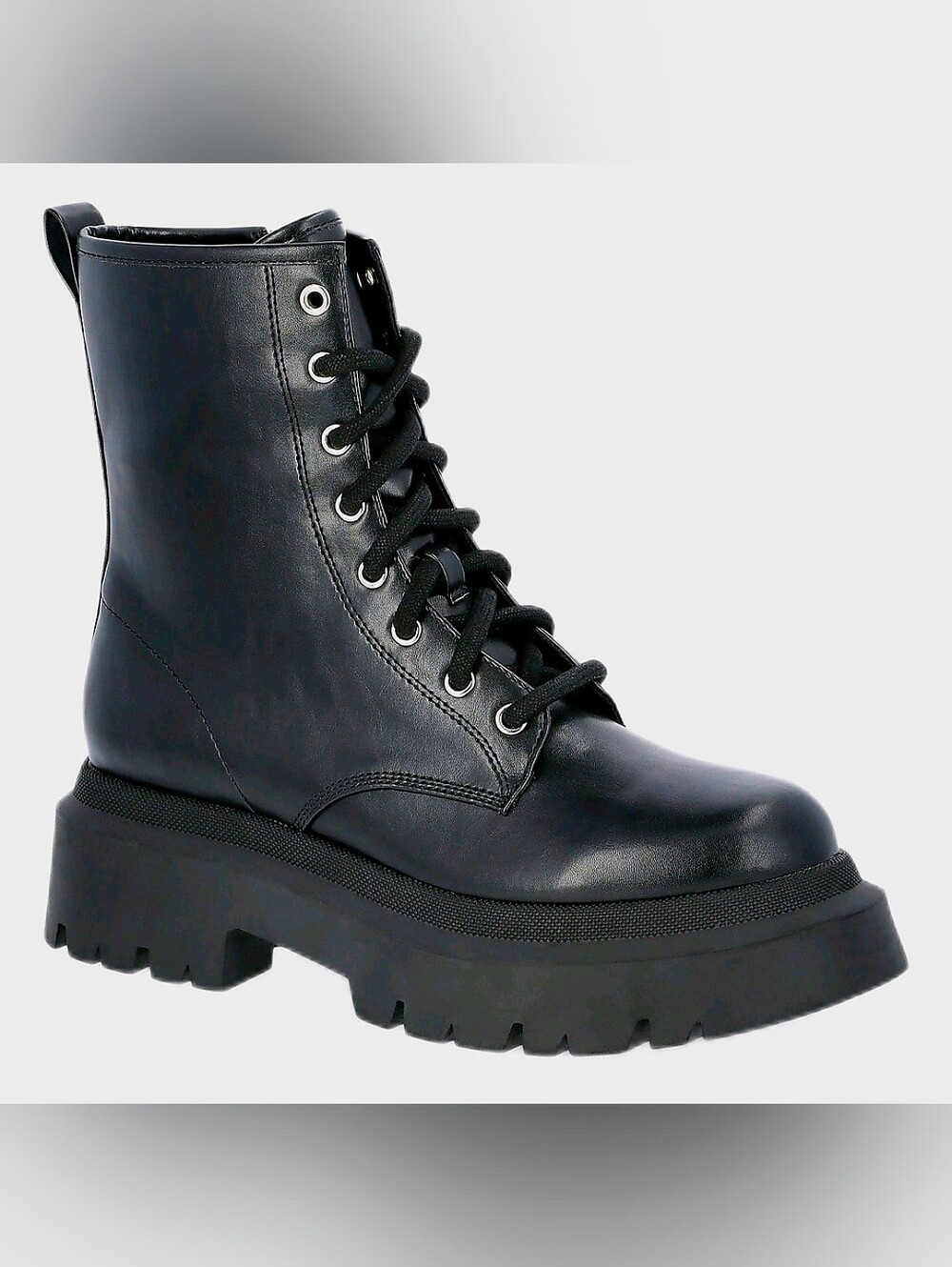 New women's No Bo Black Lace Up Lug Sole Chunky Platform Combat Boots size 10